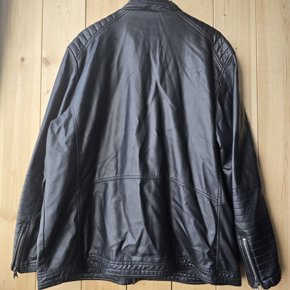 Britches Black Faux Leather Lined Zip Up Jacket Mens 2X - Picture 6 of 11